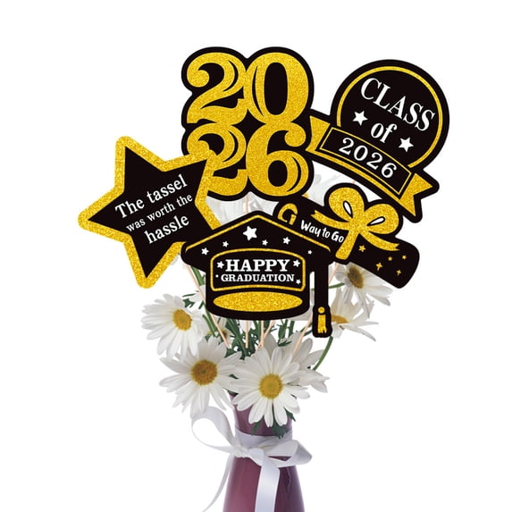 HaiSphere 2026 Graduation Decorations Vase Insert Sticks, Class of 2026 Table Centerpiece Decor, College High School Graduation Party Supplies Atmosphere Decor for Graduation Gifts,E