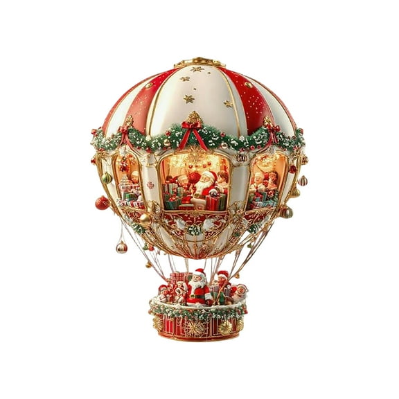HaiSphere 2D Christmas Hot Air Balloon with Santa and Gifts, Light Catcher Window Hanging Ornament, Single-Sided Acrylic Interior Christmas Decoration,B