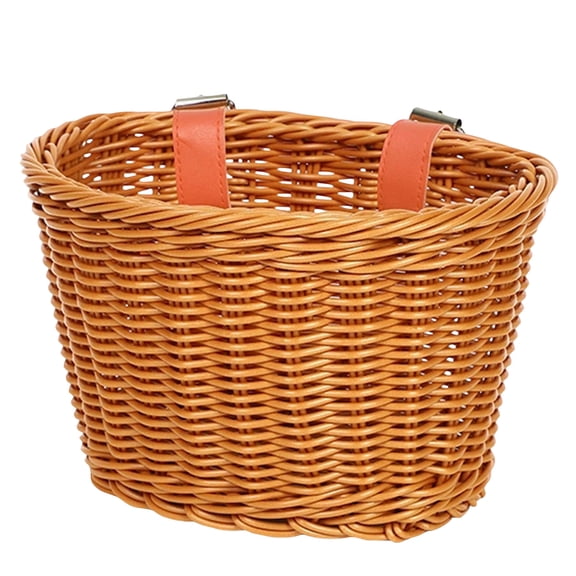 HaiSphere Bike Basket Front Handlebar Wicker Basket for Adult Kid, Sturdy Bike Decoration with Leather Straps, Ideal for Bicycle Storage, Picnic or Market