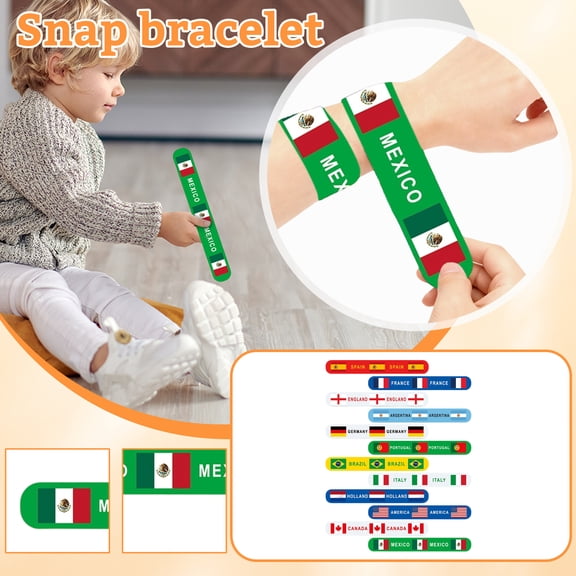 HaiSphere Childrens World Cup Wristbands 12-Pack - FIFA World Cup 2026 USA Canada Mexico Soccer Patting Rings Party Favors Athletic Sports Fan Cheering