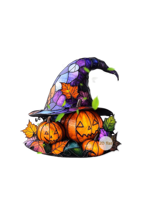 Halloween Decor Acrylic Witch Hat-Window Suncatcher for Halloween Decorations, Halloween Party Decorations, Fall Decorations for Home, Pumpkin Accent Wall Hanging,color