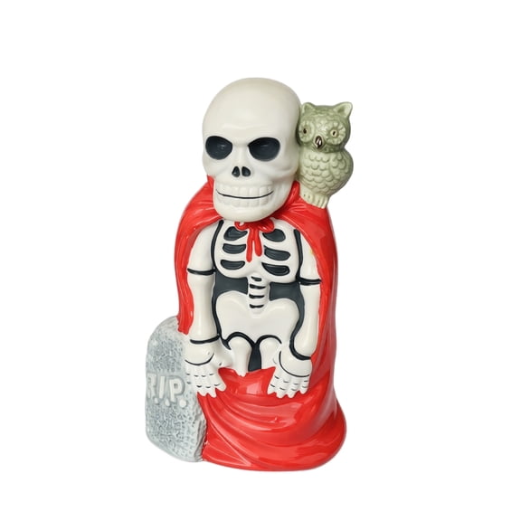 HaiSphere Halloween Decorations Desktop Skull Centerpiece - RIP Figurine for Halloween Party Decor Indoor Shelf and Table Display