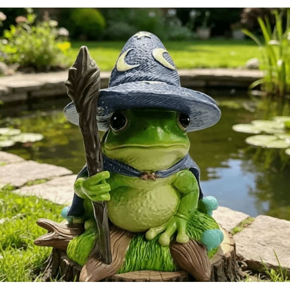 HaiSphere Halloween Decorations Wizard Frog Resin Statue - Vintage Halloween Decor for Indoor Shelf, Spooky Party Decorations Tabletop Accent, Halloween Home Decor