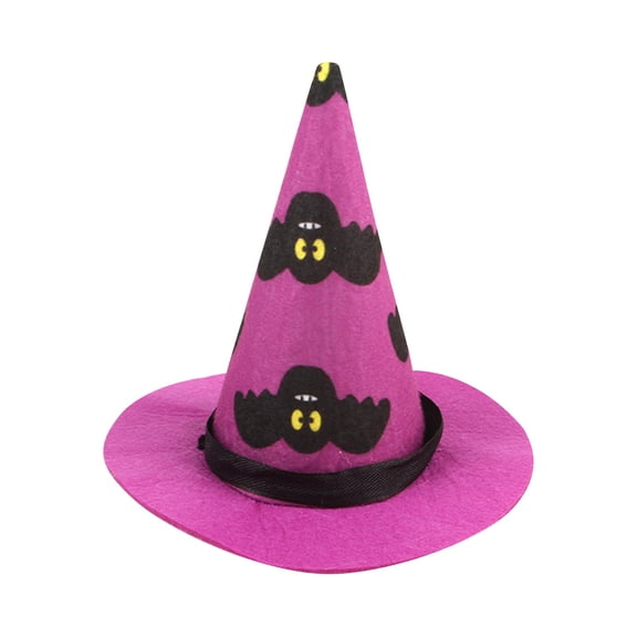 HaiSphere Halloween Pet Witch Hat, Black Non-woven Pointed Cone Hat with Orange Spider Web Print, Halloween Party Pet Costume Accessory for Dogs Cats Holiday Dress Up,Purple