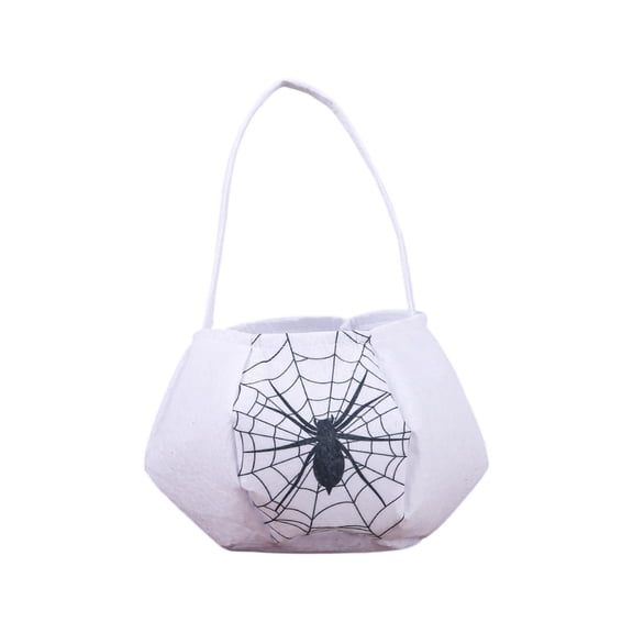 HaiSphere Halloween Trick or Treat Candy Bag, Cute Spooky Ghost Pattern Non-woven Handheld Goody Tote Basket for Kids Halloween Party Favor Small Gift Storage,B