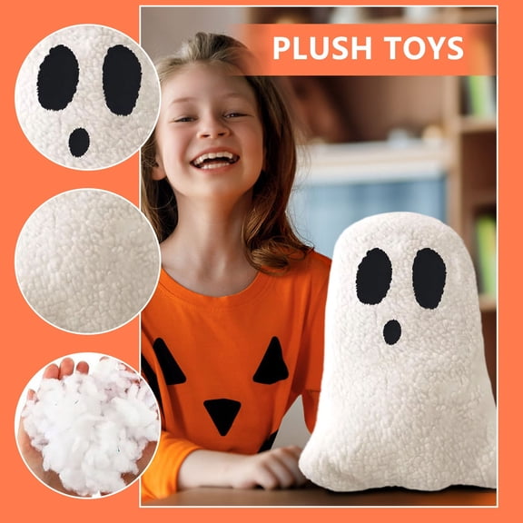 HaiSphere Halloween White Ghost Plush Pillow, Cute Soft Stuffed Ghost Throw Pillow Spooky Doll for Home Bedroom Sofa Halloween Party Decor Holiday Gift