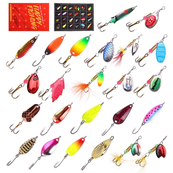 HaiSphere Happy Fishing Themed Christmas Advent Calendar, 24-Piece Tackle Countdown Set For Adult Men And Teen Boys, Christmas Blind Box Collection For Enthusiasts,red