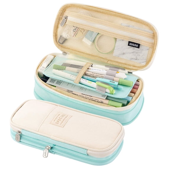HaiSphere Pencil Case for School Supplies - Versatile Large Capacity Pouch, Back to School Supplies for Kids, Cute Pencil Box, Holds Colored Pencils and Pens,Light Blue