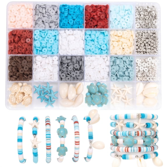 HaiSphere Polymer Clay Bead Sheet Set for DIY Jewelry – Ocean Themed Craft Beads Kit with Findings, Arts and Crafts Bead Set for Adults, 3D Beaded Kit Alternative,Color