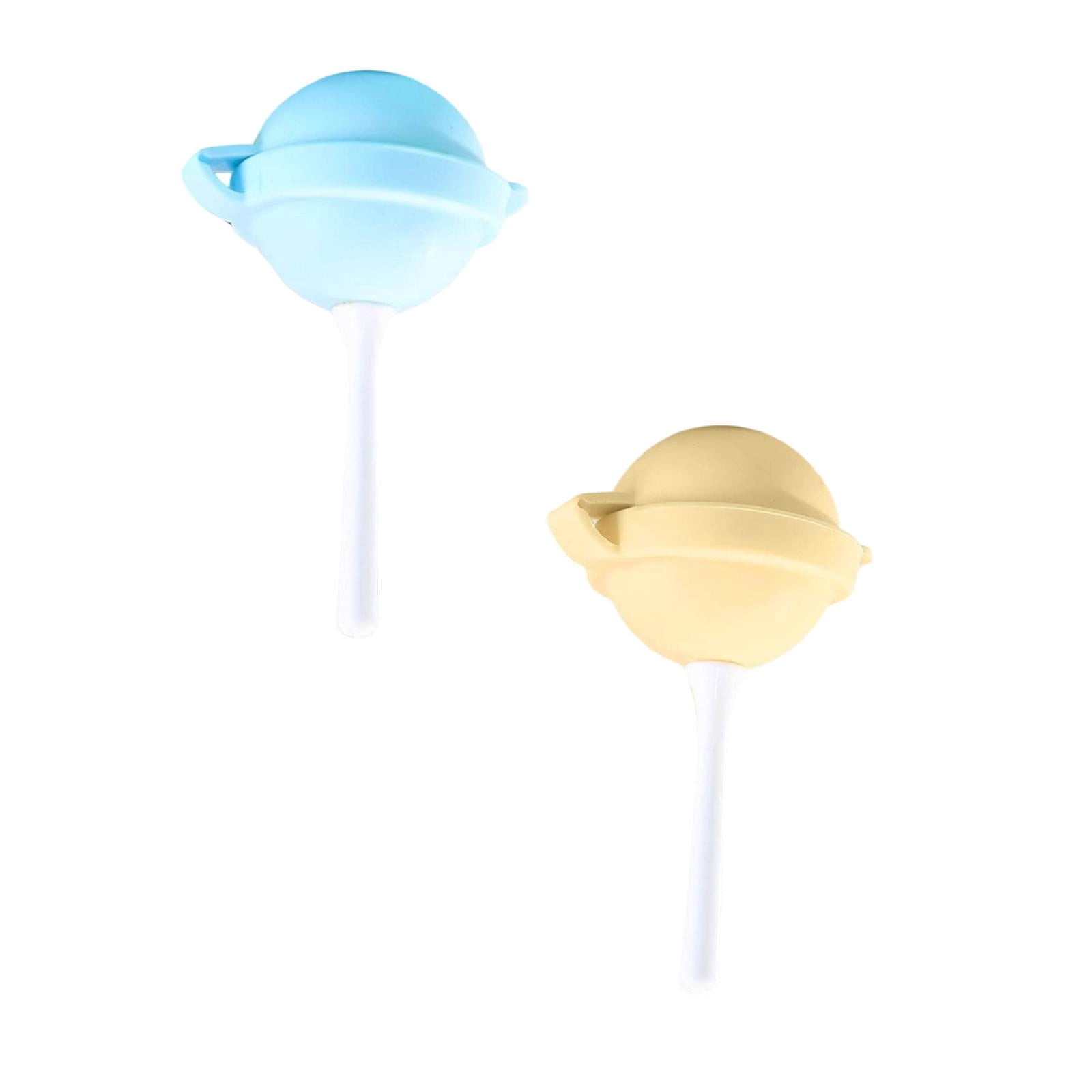 HaiXin Hub Reusable Lollipop-Shaped Ice Mold, Easy Release Popsicle Maker,Blue and yellow