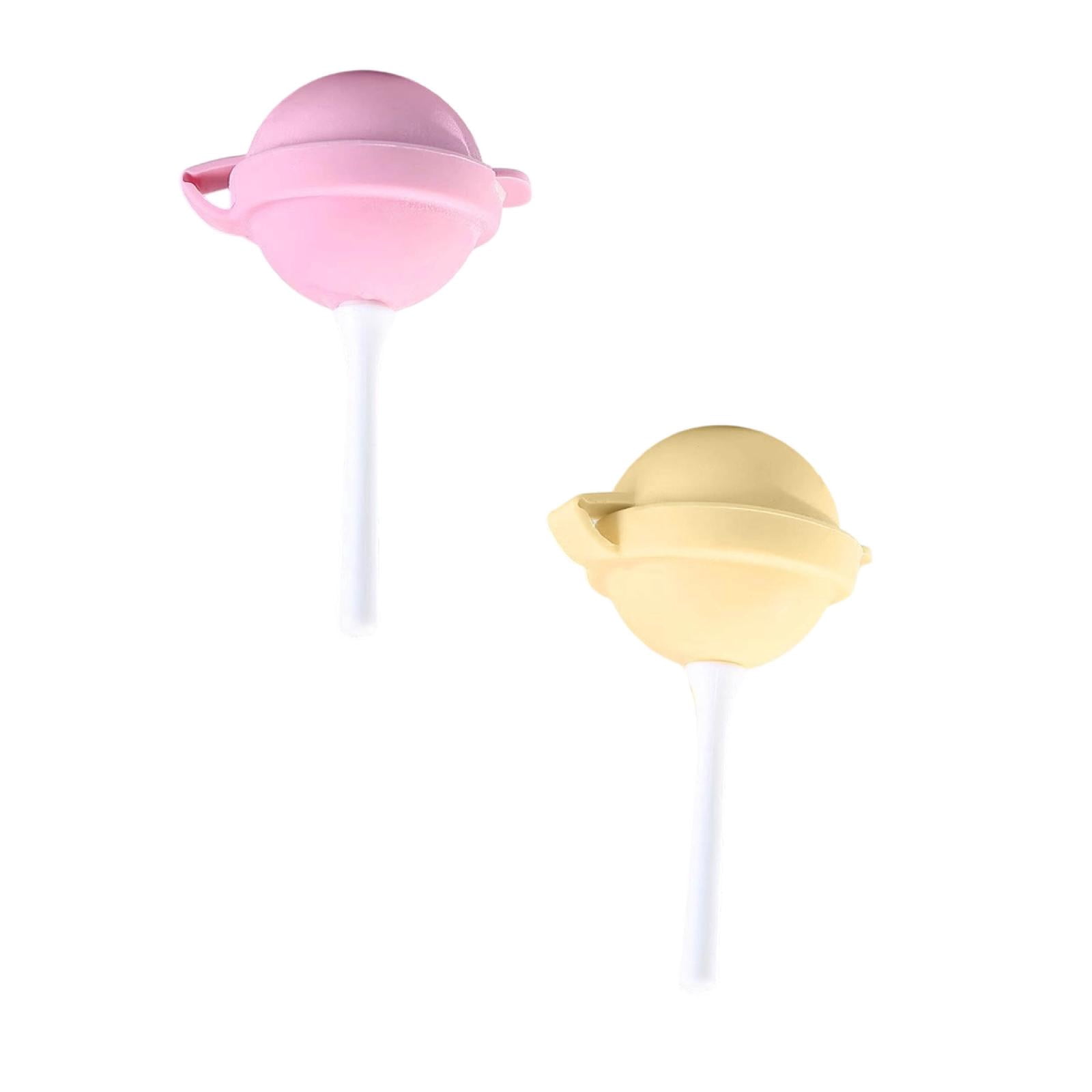 HaiXin Hub Reusable Lollipop-Shaped Ice Mold, Easy Release Popsicle Maker,Pink and yellow