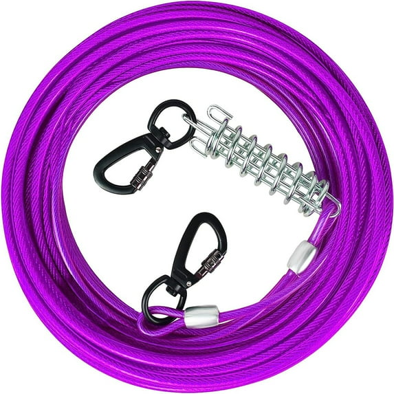 HaiYUAN Dog Tie Out Cable 10/15/20/25/30 FT Dog Runner for Yard Steel Wire Dog Cable with Durable Superior Clips Blue Dog Chains Heavy Duty for Outside Hold Large Dogs Up to 165 lbs