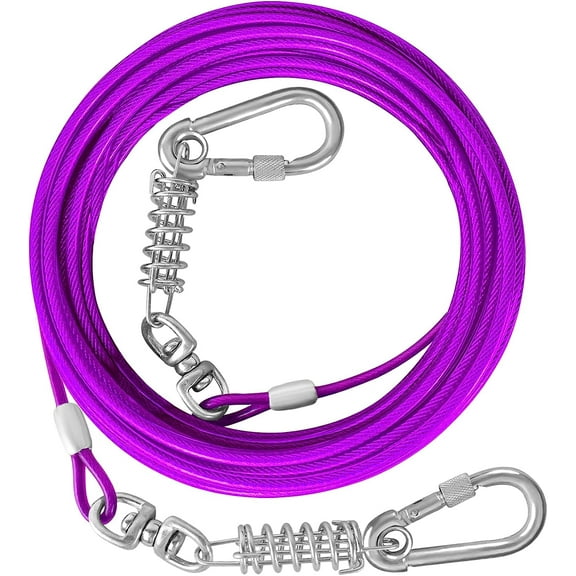 HaiYUAN Dog Tie Out Cable 10/15/20/25/30FT Dog Run Cable Rosy Pink/Blue/Purple/Silver/Red/Green/YellowTie Out Cable for Large Dogs Heavy Duty for Outside Hold Large Dogs Up to 250LBS
