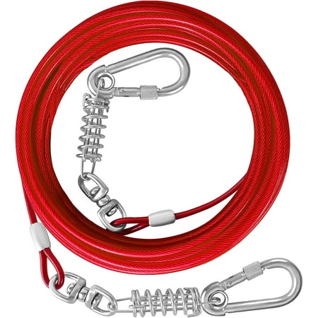 HaiYUAN Dog Tie Out Cable 10/15/20/25/30FT Dog Run Cable Rosy Pink/Blue/Purple/Silver/Red/Green/YellowTie Out Cable for Large Dogs Heavy Duty for Outside Hold Large Dogs Up to 250LBS