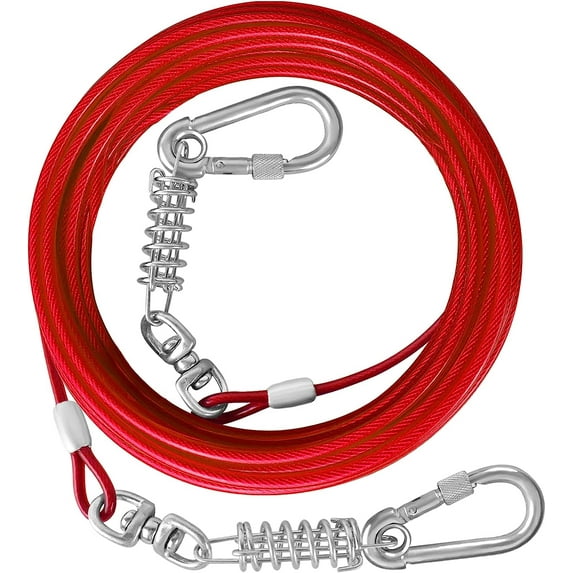 HaiYUAN Dog Tie Out Cable 10/15/20/25/30FT Dog Run Cable Rosy Pink/Blue/Purple/Silver/Red/Green/YellowTie Out Cable for Large Dogs Heavy Duty for Outside Hold Large Dogs Up to 250LBS