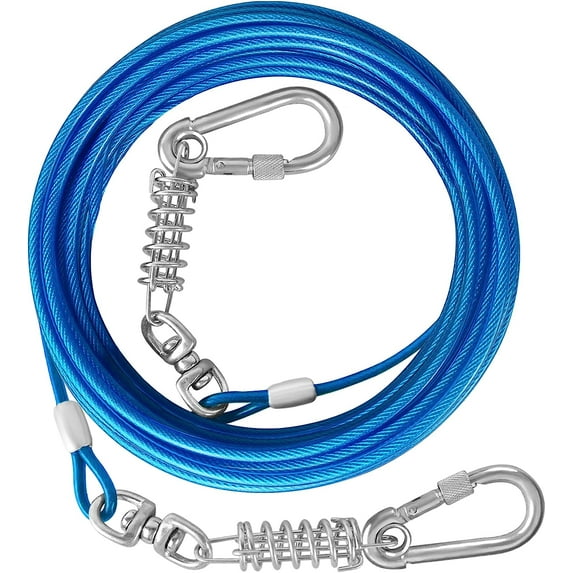 HaiYUAN Dog Tie Out Cable 10/15/20/25/30FT Dog Run Cable Rosy Pink/Blue/Purple/Silver/Red/Green/YellowTie Out Cable for Large Dogs Heavy Duty for Outside Hold Large Dogs Up to 250LBS