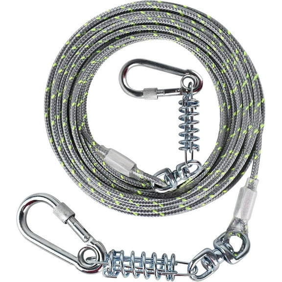 HaiYUAN Dog Tie Out Cable 10/15/20/30FT Dog Run Cable Orange/Gray Tie Out Cable for Dogs with Reflects Light Dog Cable for Large Dogs Heavy Duty for Outside Hold Large Dogs Up to 100LBS