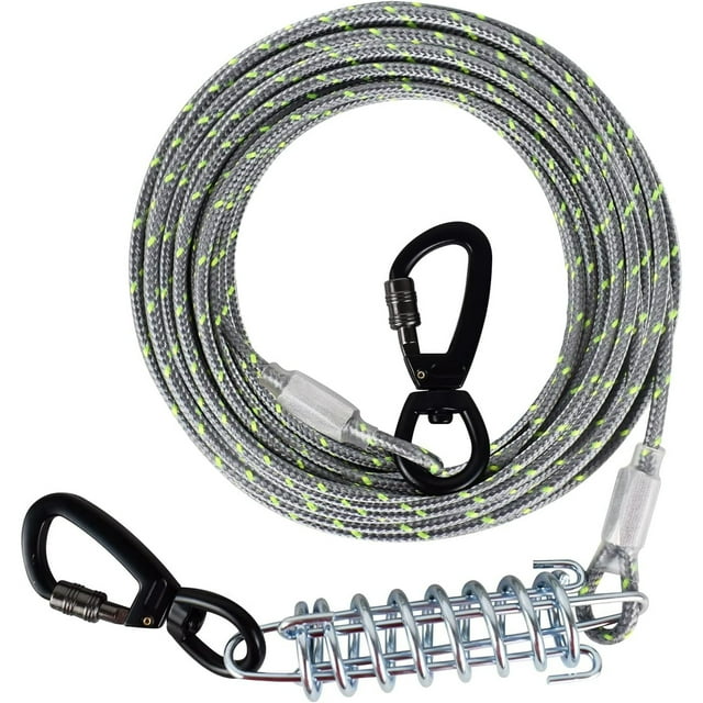 HaiYUAN Dog Tie Out Cable 10/15/20/30FT Dog Run Cable Orange/Grey Tie