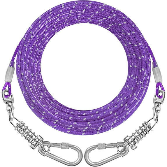 HaiYUAN Dog Tie Out Cable Chains for Yard and Outside for Heavy Duty Dogs Up to 100lbs Purple