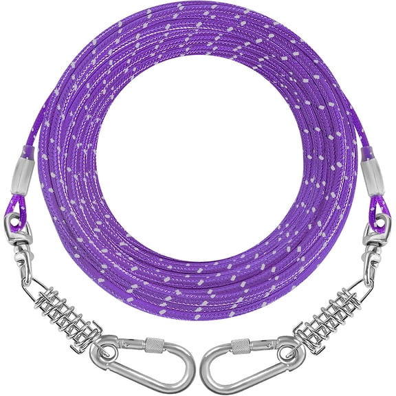 HaiYUAN Dog Tie Out Cable Chains for Yard and Outside for Heavy Duty Dogs Up to 150lbs Purple
