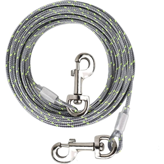HaiYUAN Dog Tie Out Dog Run Cable Tie Out Cable for Dogs with Reflects Light Dog Cable for Large Dogs Heavy Duty for Outside Hold Large Dogs Up to 100LBS Grey