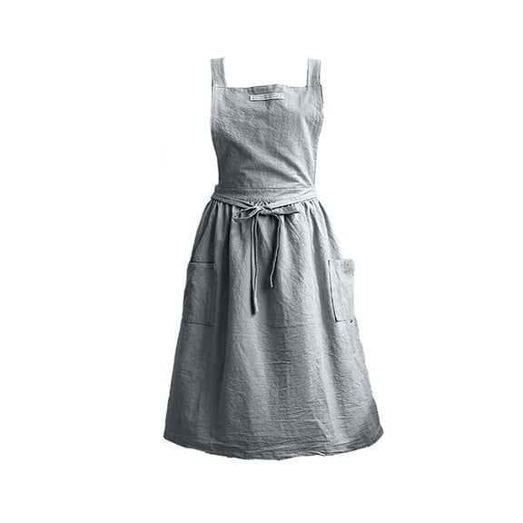 Haiamaoyi Adjustable Strap Cotton Apron with Large Front Pockets and Waist Tie for Kitchen Cooking Baking Gardening