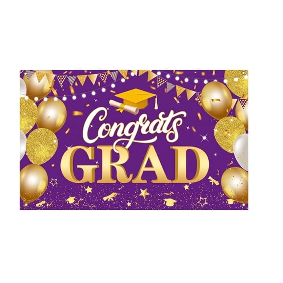 Haiamaoyi Graduation Party Backdrop Banner Congrats Grad Photo Booth Background with Balloon and Cap Print Graduation Background Cloth Hanging Flag for Indoor Outdoor Event Decoration