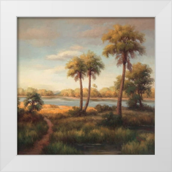 Haibin 15x15 White Modern Wood Framed Museum Art Print Titled - In the Tropics I