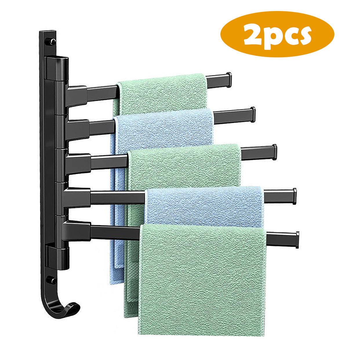 2/3/4 Rack Towel Rotating Bathroom Kitchen Wall Mount Towel Storage
