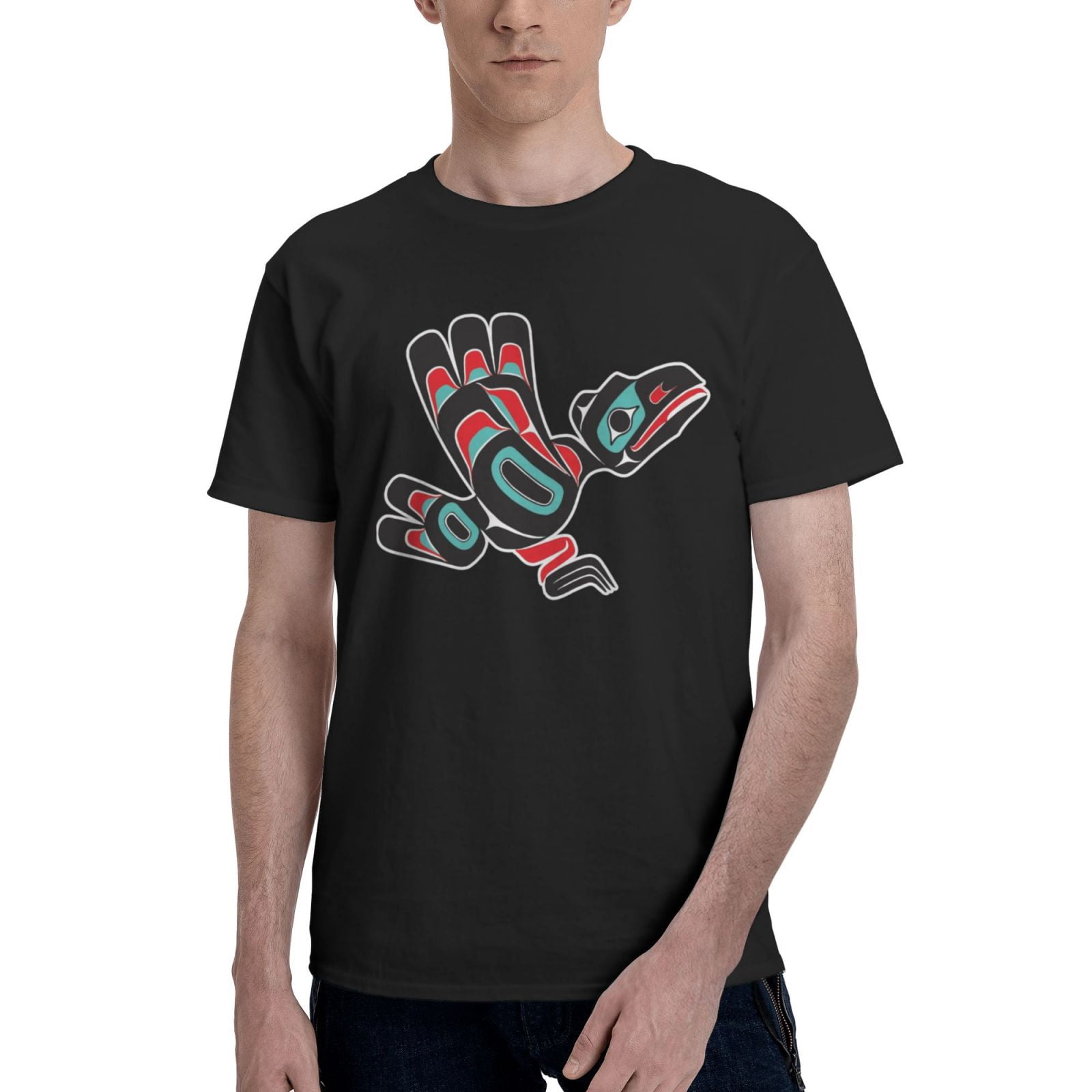 Haida Tlingit Native Raven Totem Men's Cotton T Shirt Athletic Solid ...