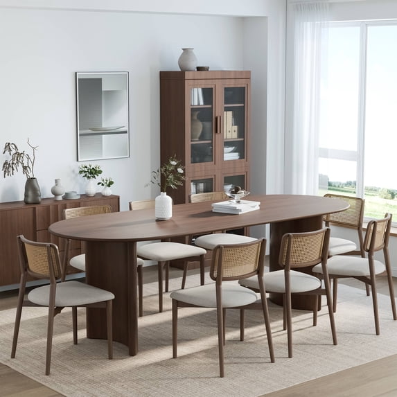 Haiden 79"x33.5" Soild Wood Dining Table Oval Kitchen Table, Walnut