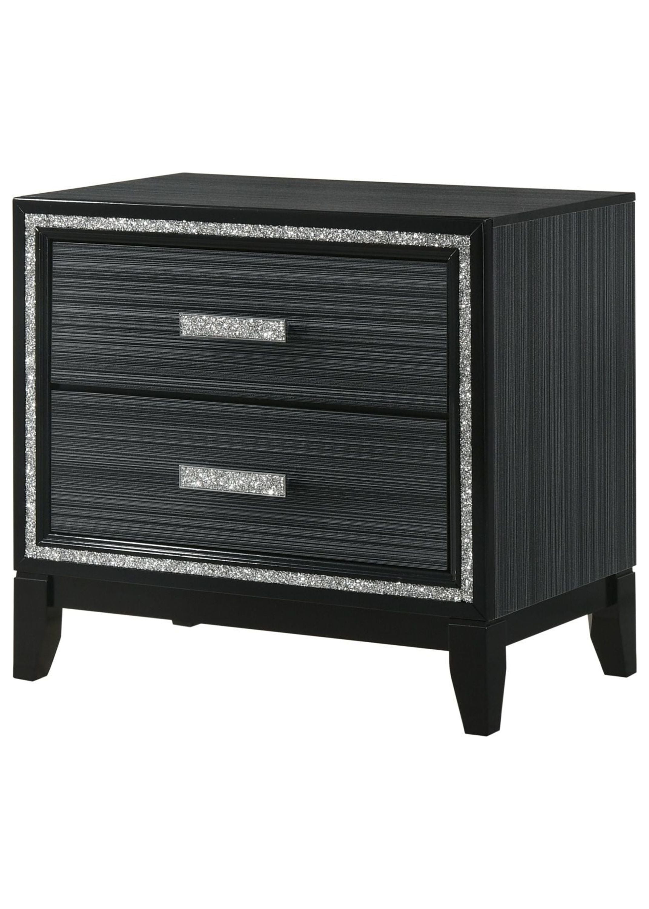 Haiden 31'' Weathered Black Nightstand with Silver Accents
