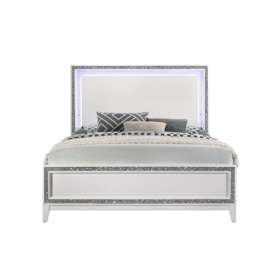 Haiden White Finish Queen Bed W/Led