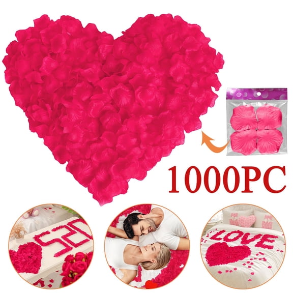 Haidf 1000Pcs Silk Rose Petals, Artificial Rose Flower Petals, Fake Flower Petals for Valentines Day Romantic Night Wedding Proposal Anniversary Engagement Party Decorations, Hot Pink