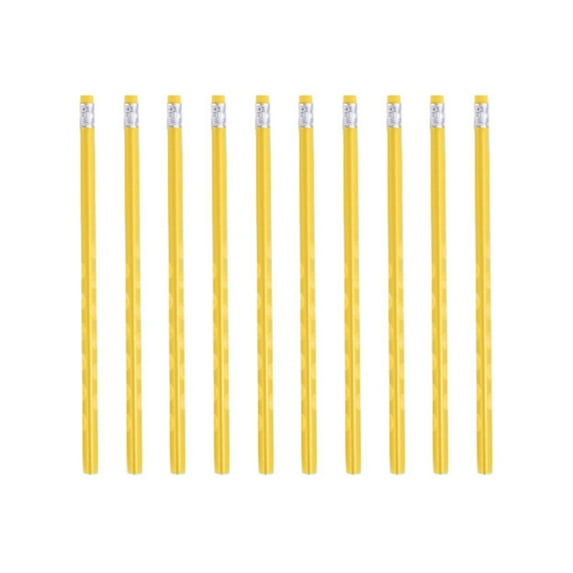 Haidf 10Pcs Pencils with Erasers, HB Lead Pencils Bulk, Cute Wood Pencils for Writing, Drawing and Sketching, Home Office Stationery Supplies, Teacher Classroom Reward, 7.4 Inch, Yellow