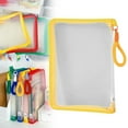 thumbnail image 1 of Haidf 1Pc Clear Zipper File Bags, Reusable Document Folder with Handle, Mesh Storage Pouch for Stationery Cosmetics Toiletries, Portable Makeup Bag, Office Classroom Supplies, 12.8" x 9", Yellow, 1 of 9