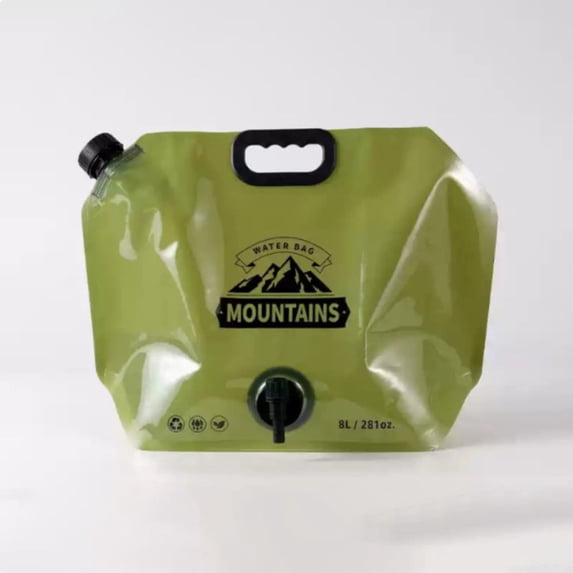 Haidf 2.1 Gallon Outdoor Portable Water Bag, Collapsible Water Container with Adjustable Spigot, Large Capacity Water Storage Containers for Camping, Hiking, and Outdoor Adventures, Greee