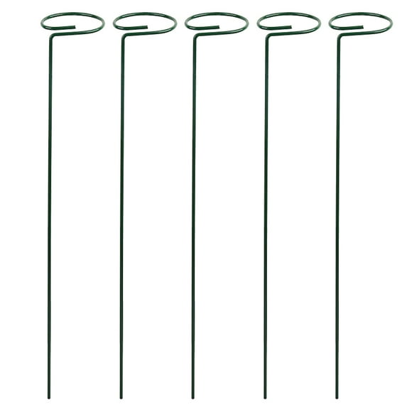 Haidf 5Pcs Plant Stakes, Metal Single Stem Flower Support Stakes, Garden Plant Support Ring for Orchid Lily Rose Peony Tomato Gladiolus, Plant Stakes and Supports for Indoor Outdoor, 9.8", Green