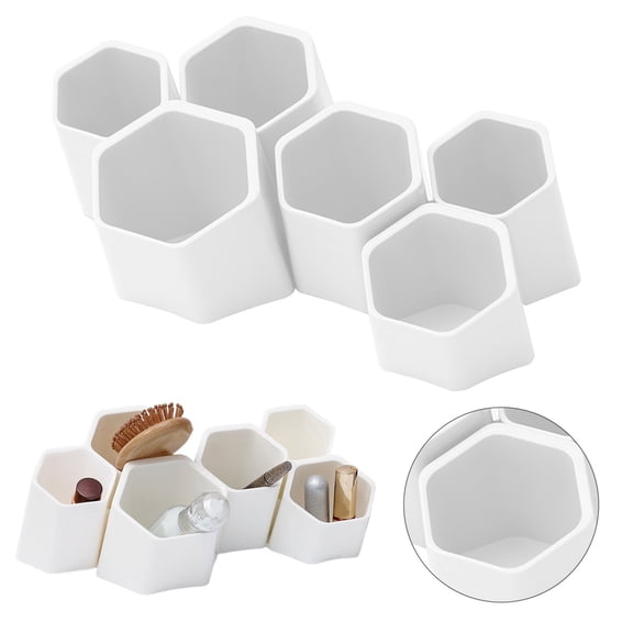 Haidf 6 Cup Splicing Clips Pencil Holder, Modular 65° Pen Cup for Pencils, Pens and Markers, Multipurpose Pencil Pot for Home Office Classroom Supplies, Makeup Brush Holder, White