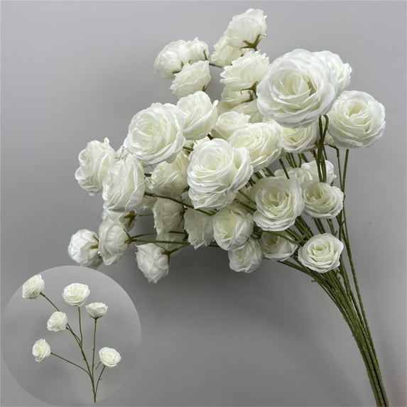 Haidf 6 Heads Roses Artificial Flowers, Realistic Artificial Roses with Stems, Fake Silk Roses for Wedding Centerpiece Arrangements DIY Bridal Bouquet Valentines Day Decorations, 31.1", White