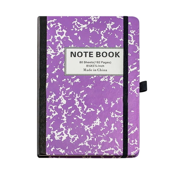 Composition Notebook, Wide Ruled Composition Books, Marble Composition Notebooks for Work, 120gsm Thick Paper, 80 Sheets per Book, 8-1/2" x 5-7/10", Purple