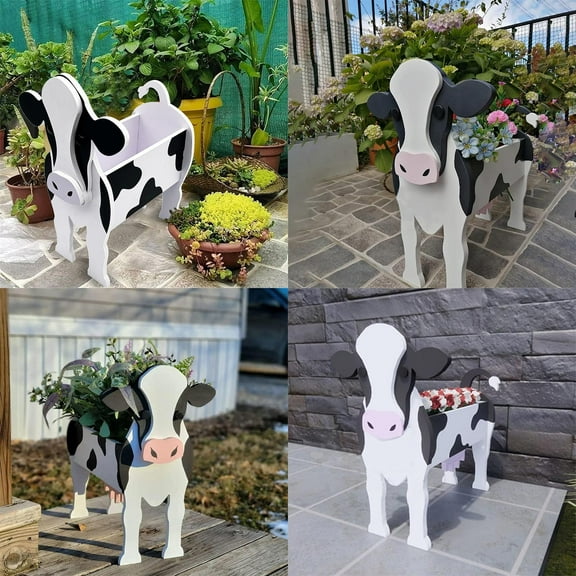 Haidf Dairy Cow Plant Pots, Animal Shaped Flower Pots, Cute Planters for Indoor Outdoor Garden Decoration, Funny Succulent Pots, Novelty Animal Design, Gifts for Pet Lovers, 9.7" x 7.7"