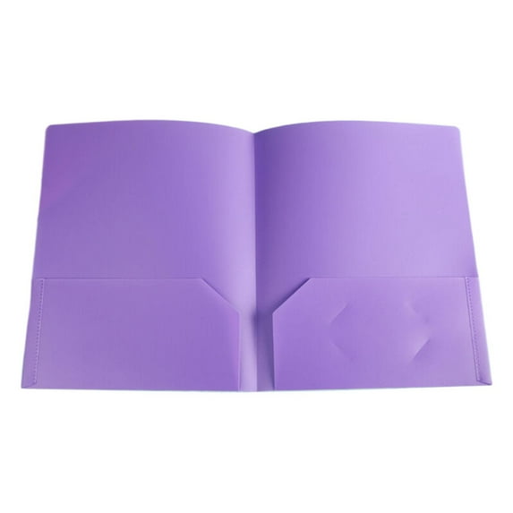 Haidf Folders with Pockets, Plastic Folders with Business Card Slot, 2-Pocket Folders for Office School, Durable Poly Folders, Letter Size, Purple