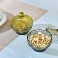 thumbnail image 1 of Haidf Glass Candy Dish with Lid, Vintage Embossed Candy Jars, Crystal Candy Bowl for Wedding Party Candy Cookie Chocolate Dessert Buffet, Decorative Jars for Home Office Desk Decor, Green, 1 of 7