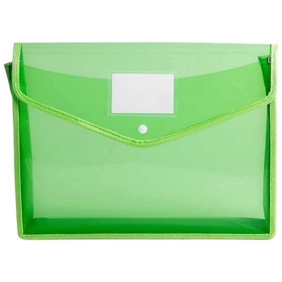 Haidf Plastic Expanding File Folder, Transparent Envelopes with Snap Closure and Label Pocket, Waterproof Accordion File Pouch for Receipts Bills Taxes, Office School Supplies, 11" x 14.6", Green
