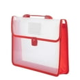 thumbnail image 1 of Haidf Plastic Expanding File Folder, Waterproof Transparent Envelopes with Snap Closure and Grip Handle, Large Capacity Accordion File Pouch, Office School Supplies, 13" x 9.5", Red, 1 of 7