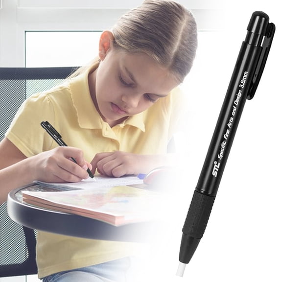 Haidf Retractable Mechanical Eraser Pen, Eraser Stick with 5 Eraser Refills, Pen-Style Erasers for Art, Writing, Drawing, Drafting and Sketching, Erasers for Artists, Office Classroom Supplies, Black