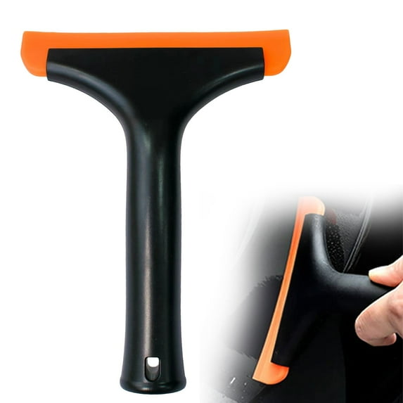 Haidf Shower Squeegee for Glass Doors, Small Plastic Squeegee with Hook, Multi-Purpose Mini Squeegee for Bathroom, Shower Glass, Window, Mirrors, Tiles and Car Windows, 5.9" x 7.5", Black