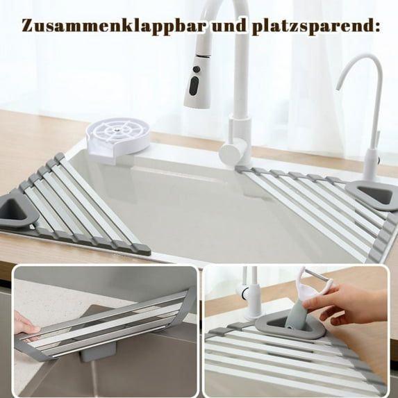 Haidf Triangle Dish Drying Rack for Sink Corner, Stainless Steel Sink Drying Rack with Slots, Multi-purpose Over The Sink Dish Drainer Mat for Kitchen Bathroom, 12.5" x 12.5" x 17.7"