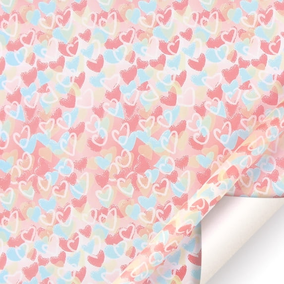 Haidf Valentines Wrapping Paper, Colorful Rainbow Polka Dots Heart Wrapping Paper Roll, Pretty Gift Wrapping Paper for Valentine's Day, Birthday, Wedding, Anniversary and Baby Shower, 19.7in x 2.3ft